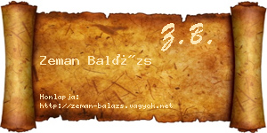 Zeman Balázs névjegykártya